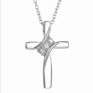 Stainless & CZ Cross Necklace